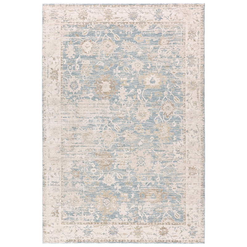 Lupine ZAR01 Oriental Blue and Beige Area Rug , Rectangle 7'6" x 9'6"
