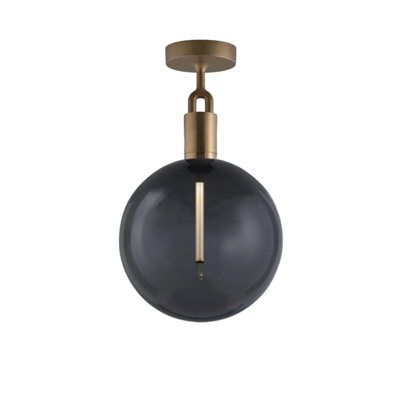 1 - Light Semi Flush Mount, Brass, Large, Smoked