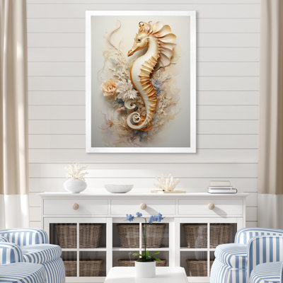 Hippocampe magique beige sur toile