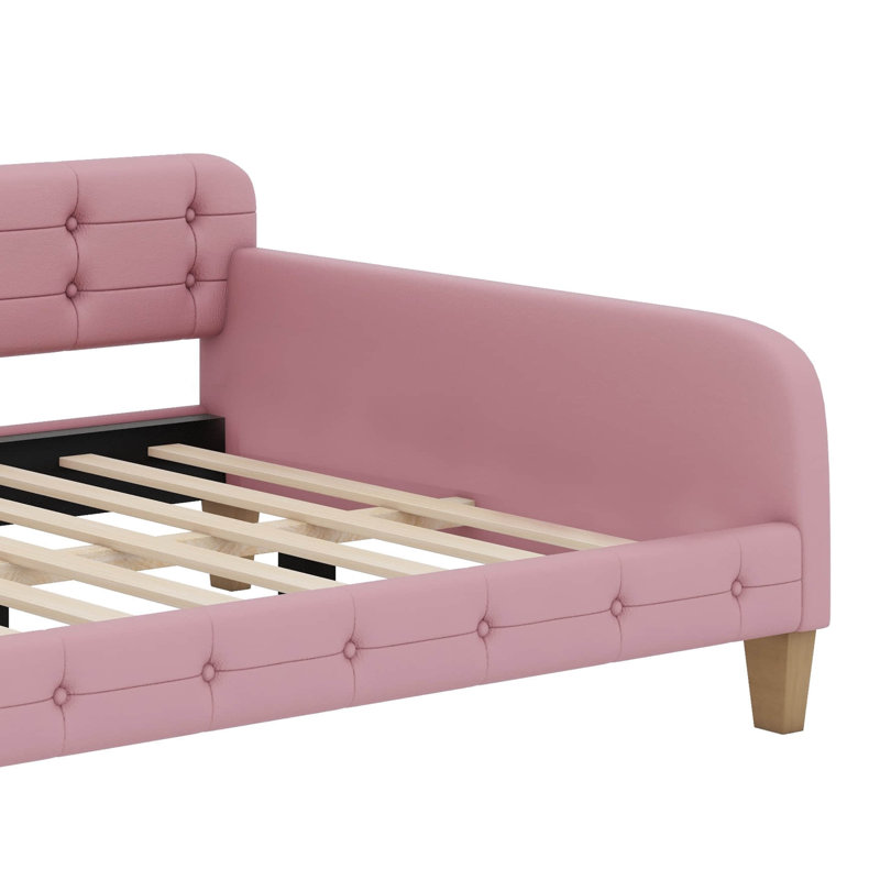 Lit de jour enveloppé dans un tissu d'ameublement et reposant sur des pieds robustes, Complet/Double, Rubine
