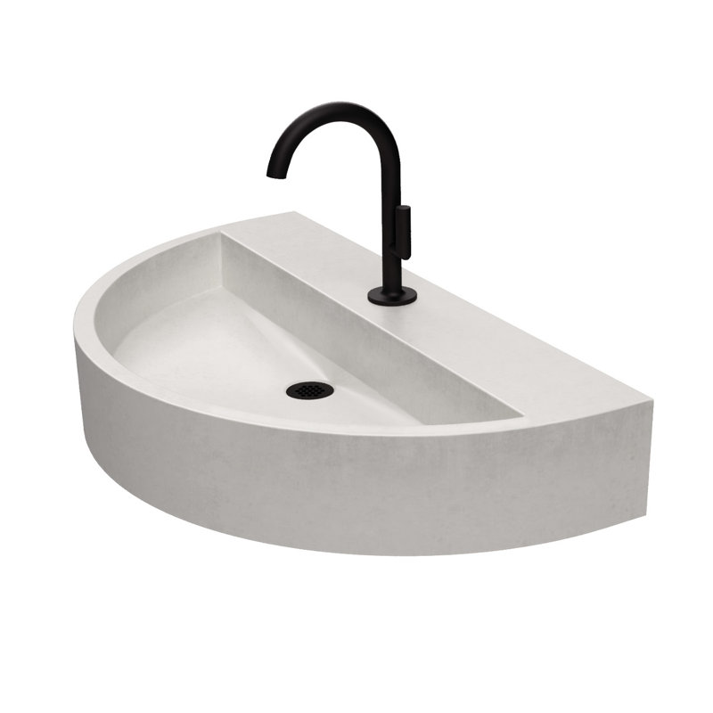 Évier en béton 30 po KURVE, Aucun trou, Bronze huilé, Givré