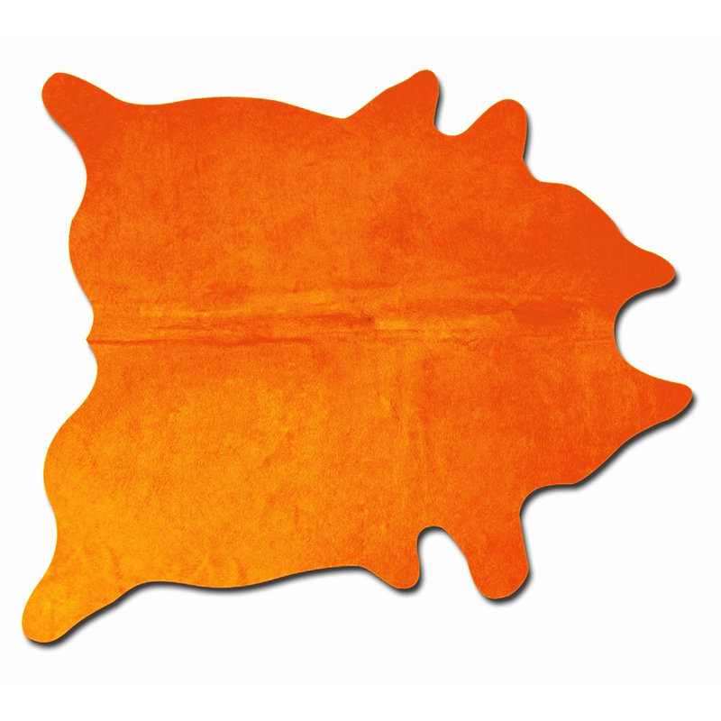 Tapis orange en peau de vache Montclair, Nouveauté 6 pi x 7 pi