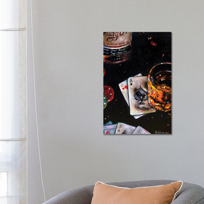 Poker And Whiskey- Gallery-Wrapped Canvas Giclée
