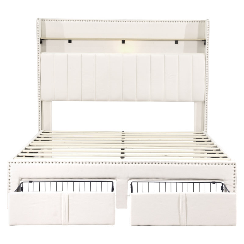 Behati Upholstered Drawers Bed, Beige