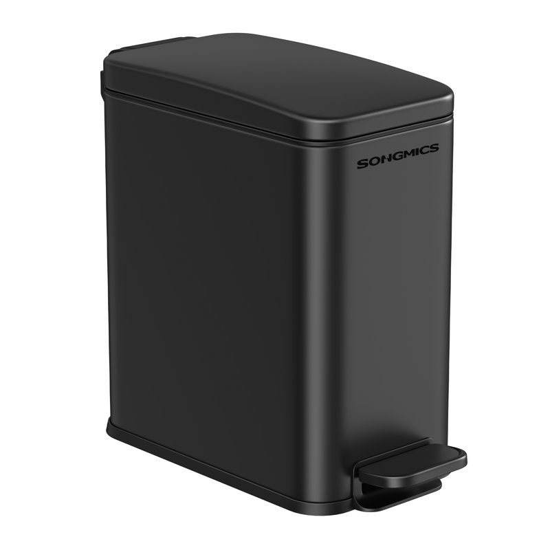 Conell Plastic Step On Kitchen Trash Can - 10L, Black