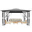 Pavillon de jardin à double toit 13 pi x 11 pi avec moustiquaire, abri de jardin robuste-123780554-129983633