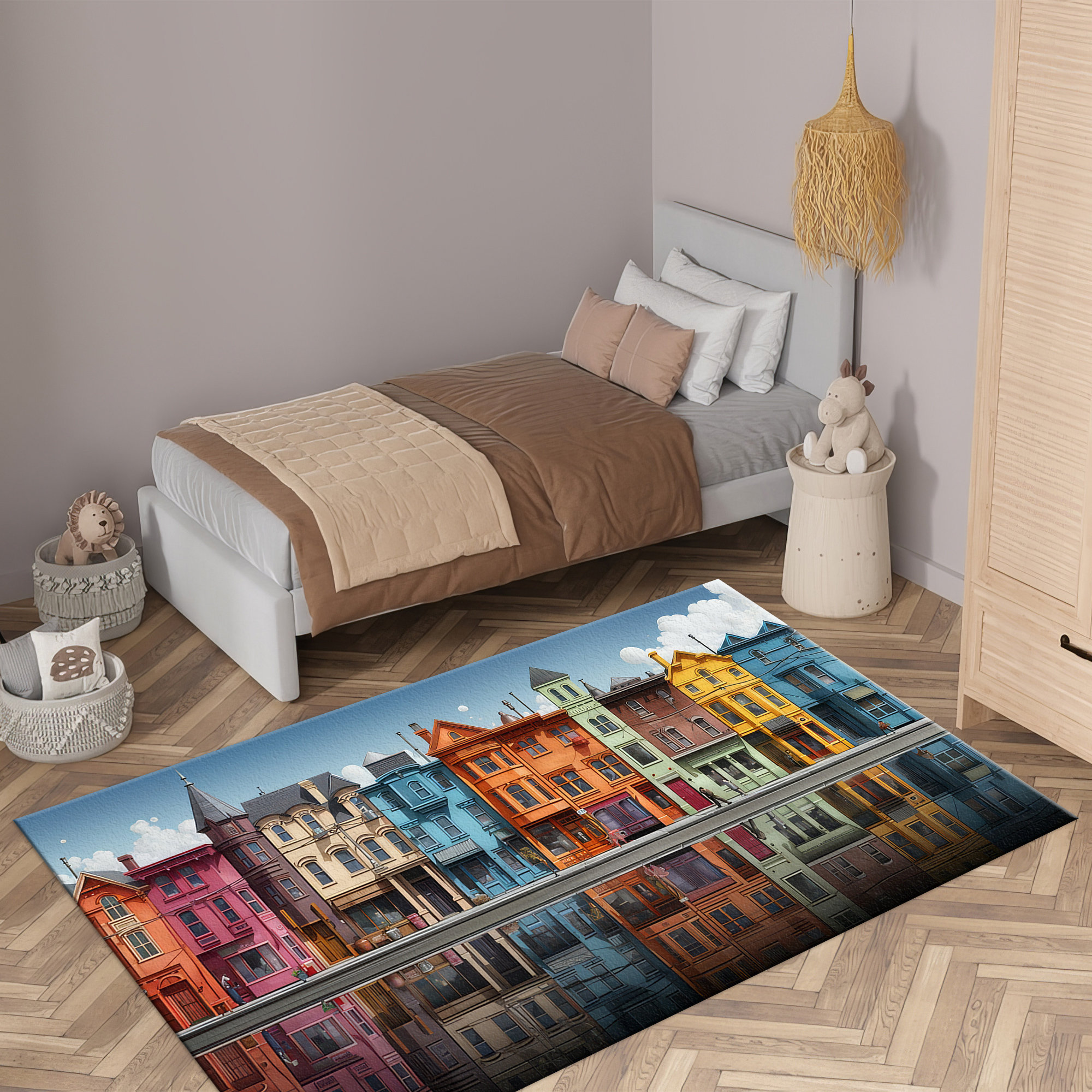 kayra export Non Woven Thin Type Floral Printed Rug with Delicate ...