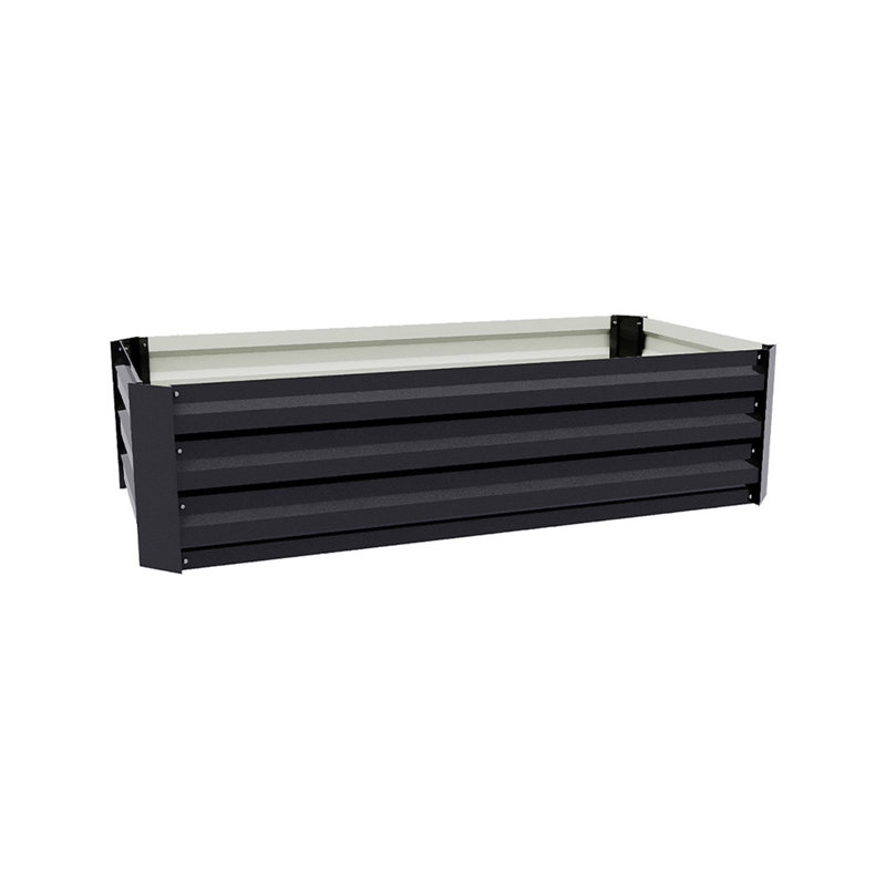 Galvanised Steel Raised Garden Bed, 30cm H x 100cm W x 60cm D, Black
