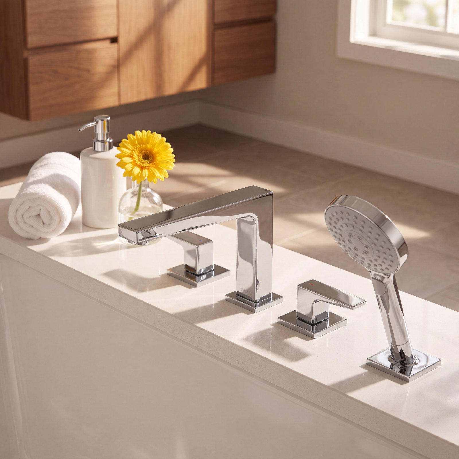 Metropol 4-Hole Roman Tub Faucet Set, Chrome