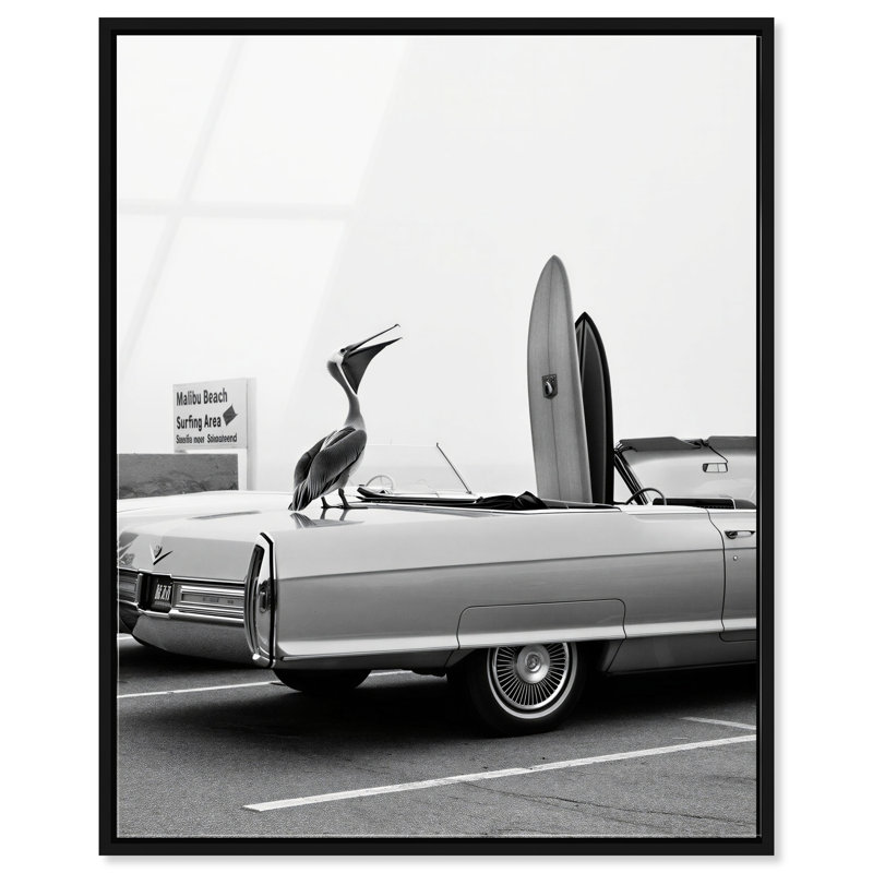 Pelican Speaks Print by Oliver Gal, 37"H x 46"W, Black Floater Frame