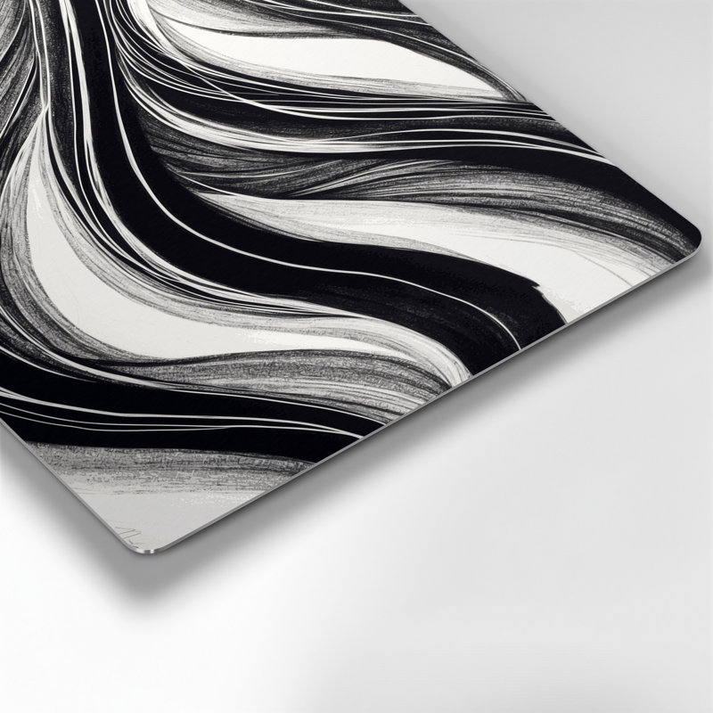 Art mural horizontal à rayures horizontales blanc et gris, H 11 po x l 14 po