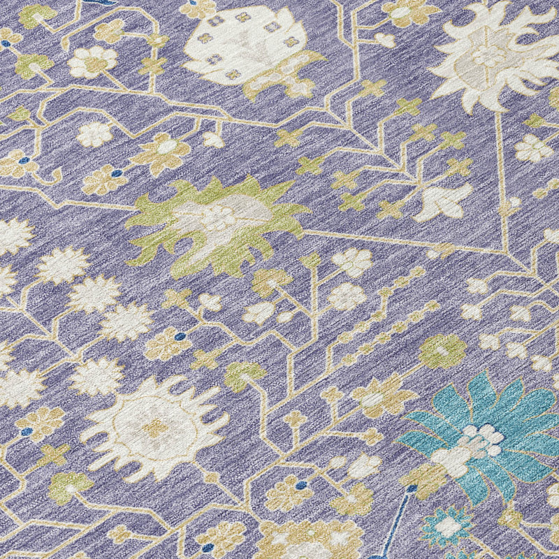 Lavender Flat Woven Synthetic Washable 5' x 7' Area Rug
