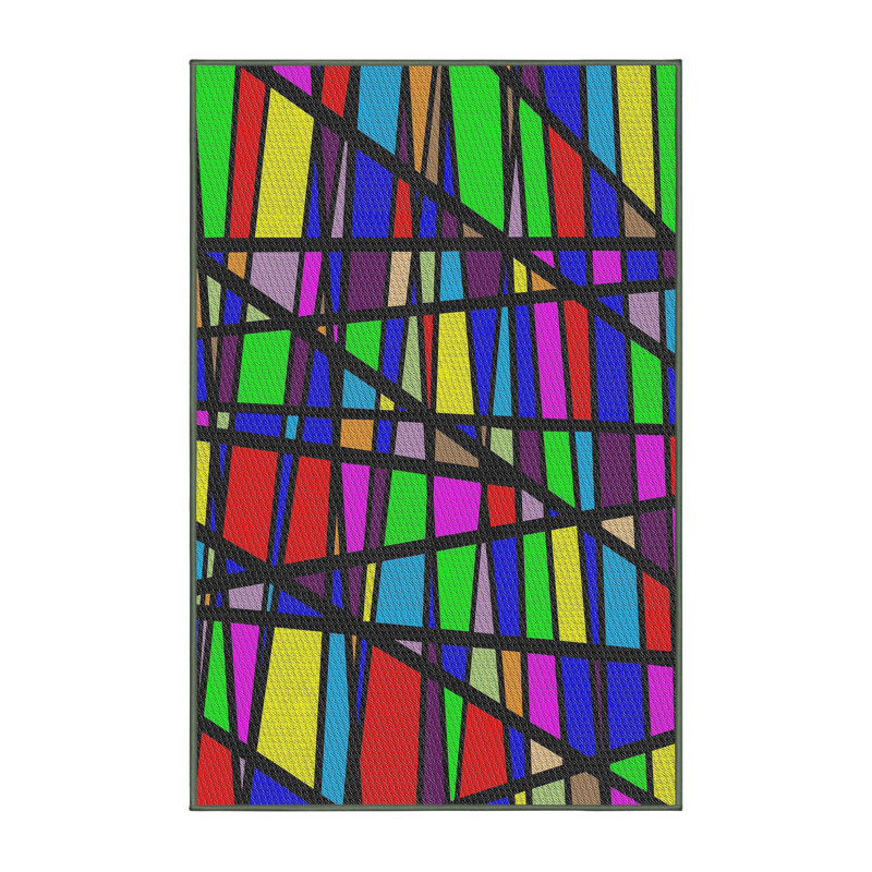 Tapis abstrait vert / bleu / rouge, Rectangle 6 pi x 9 pi