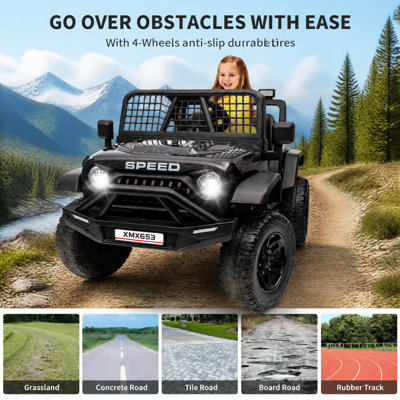 12V Kids Ride-On Truck, Toddler Electric Battery Powered Toy Car with Parent Remote Control, 3 Speeds, LED Lights & USB Music for Backyard & Indoor Play