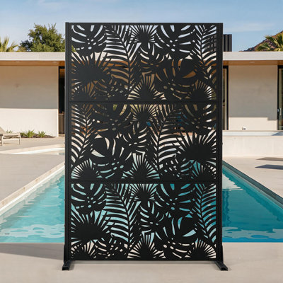 Metal Privacy Screen- Outdoor Privacy Screens Freestanding with Block the Neighbors Decor Fence, for Trash Cans AC Units Patio Divider, Balcony, Yard Deck (72” H x 46” W)