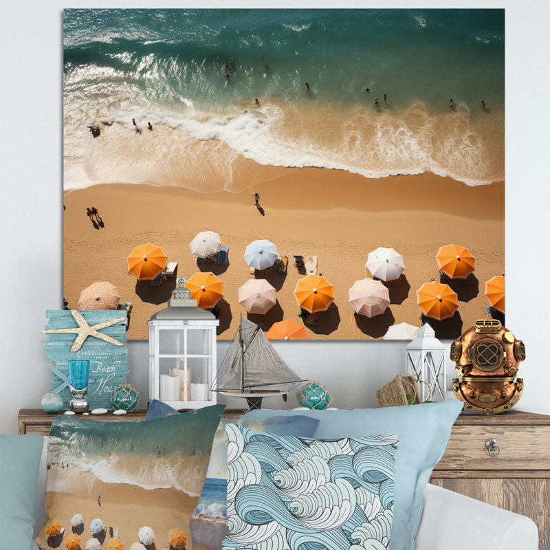 Beach Umbrella Aérienne vue IV - impression sur toile tendue, H 30 po x l 40 po x P 1,5 po