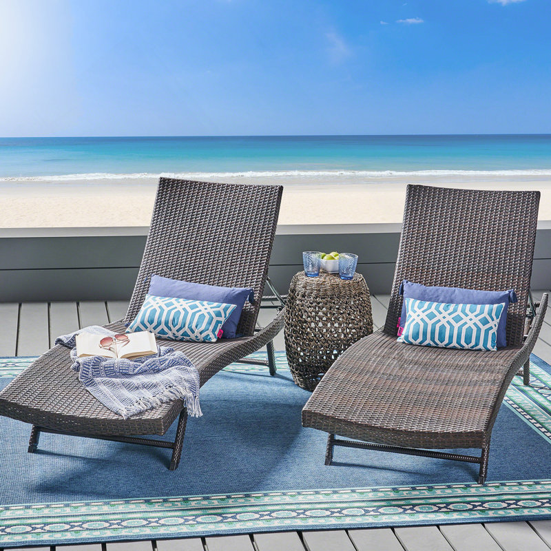 CHAISE EN PE WICKER, Brun