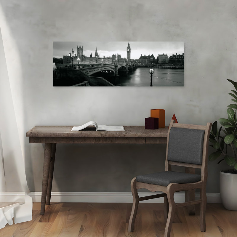 Pont de l'autre côté d'une rivière, pont de Westminster, chambres du Parlement, Big Ben, Londres, Angleterre, architecture contemporaine abstraite, art mural
