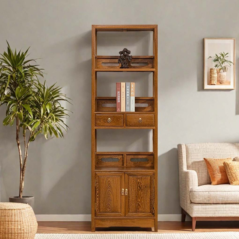 Bibliothèque de rangement en bois massif de style chinois antique