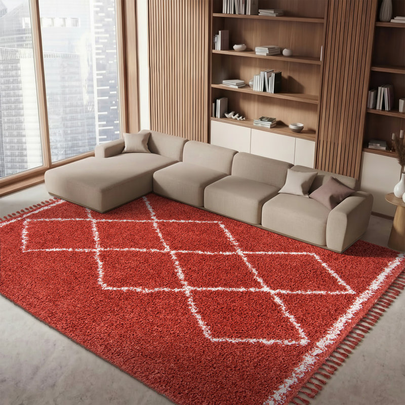 Tapis à poil long 400 po Caughfield, Rectangle 8 pi x 10 pi