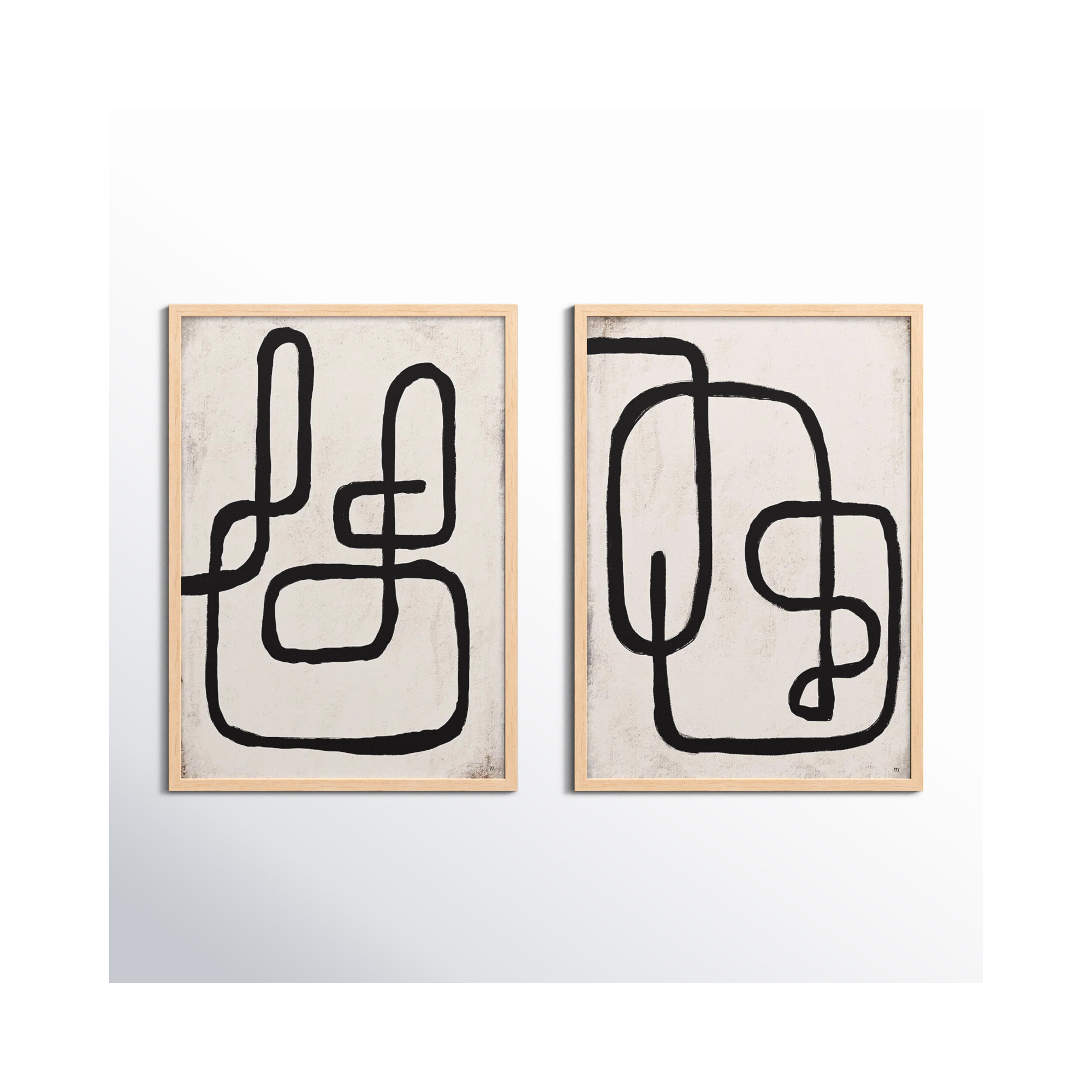 Linework by StudioM, Maple Framed Paper, 20" H x 28" W x 1.25" D