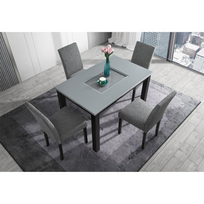 Ensemble table et chaises de salle à manger élégant gris et noir