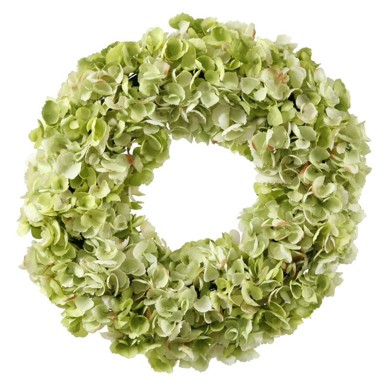 Couronne d'hortensias, H 24 po x l 24 po x P 5 po, vert