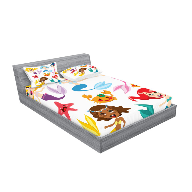 Multicolore drap-housse et taies décoratives Ambesonne, Ensemble de draps pour lit double + 5 pièces supp