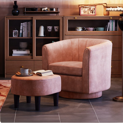 Torrence Swivel Accent Chair With Ottoman
