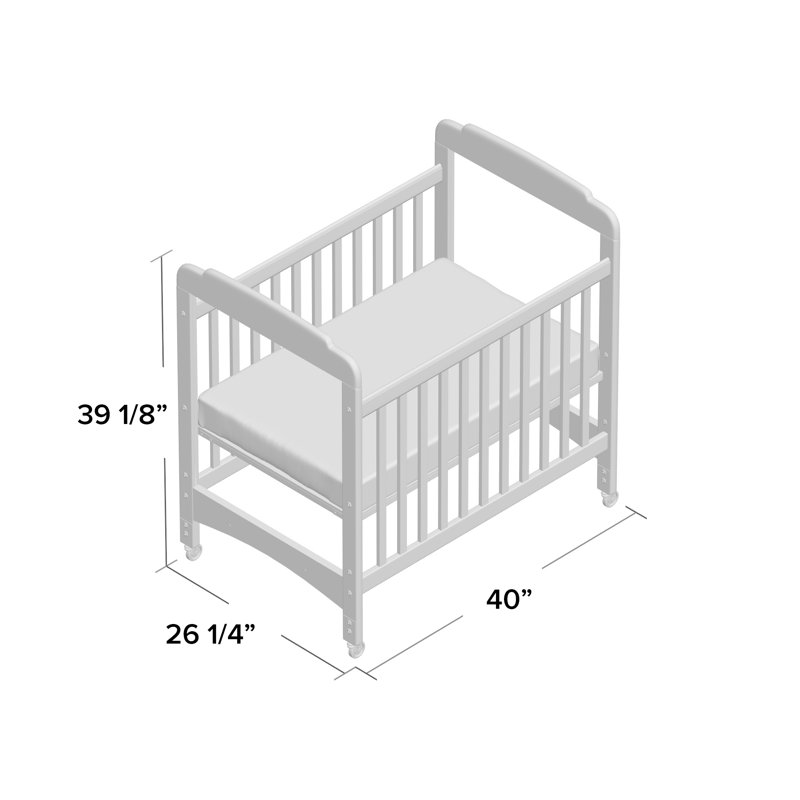 Serenity Compact Fixed-Side Clearview Crib, 2 Panel (White)