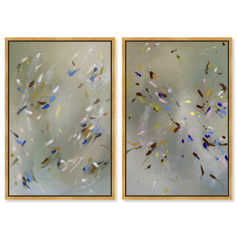 Spontaneous Traces Set Set by Oliver Gal, 110"H x 74"W, Gold Floater Frame