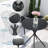 Outdoor Round Glass Coffee Table,Black Side Table for Patio