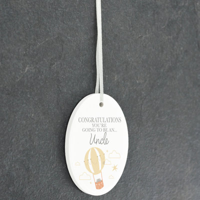 Uncle To Be Oval Shaped Ceramic Ornament