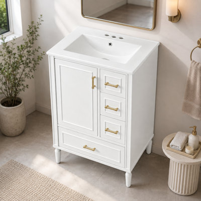 Meuble-lavabo à 4 tiroirs avec pattes en bois Heywood
