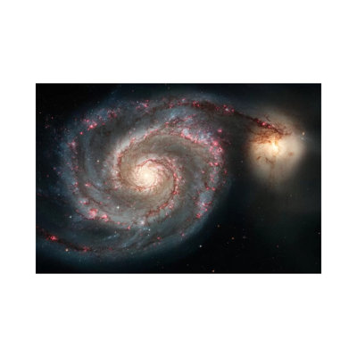 The Whirlpool Galaxy (M51) And Companion Galaxy by Stocktrek Images - Wrapped Canvas Print