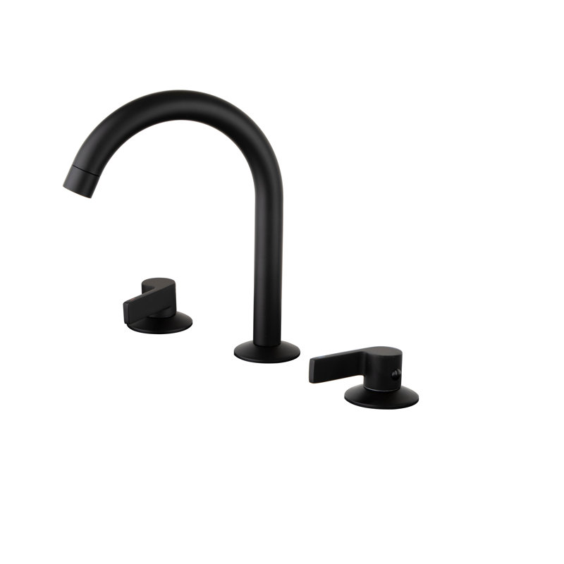 Ebony Widspread 3-hole,2-handle Bathroom Sink Faucet, Matte Black
