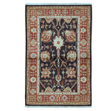 Hand Knotted Wool Area Rug in Brown And Rust