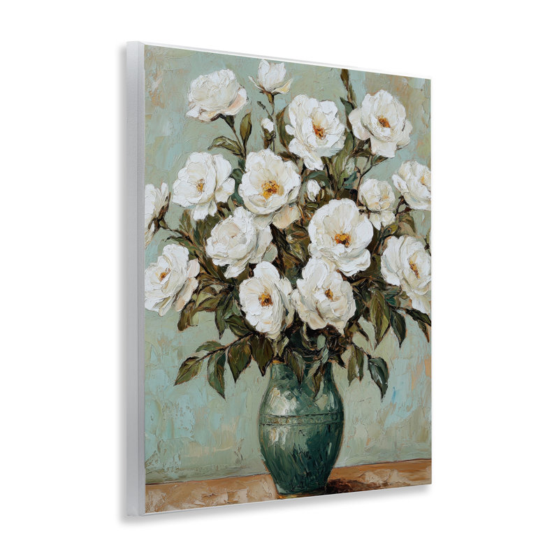 Plaque murale traditionnelle blanche à motif floral, design par Petal Prints Design