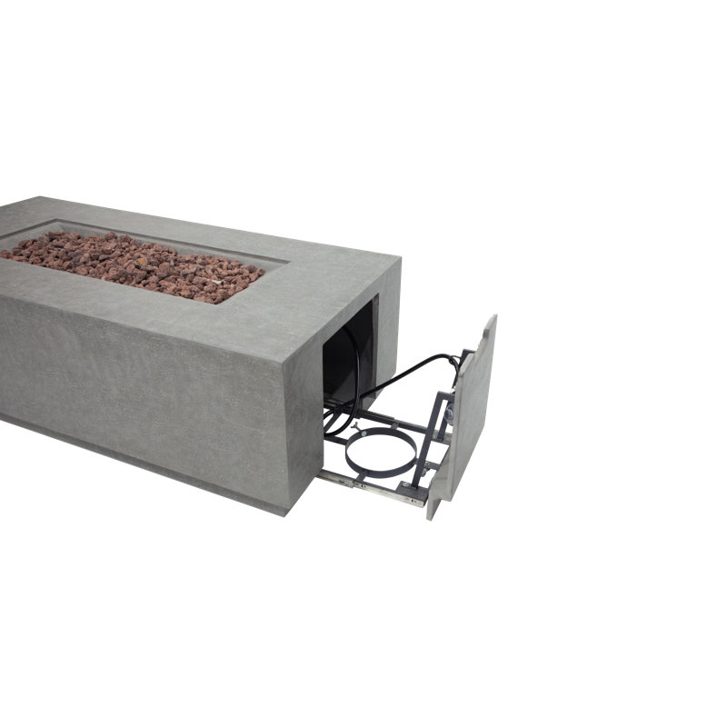 Light Gray Gas Fire Pit Table with Stainless Steel Elements