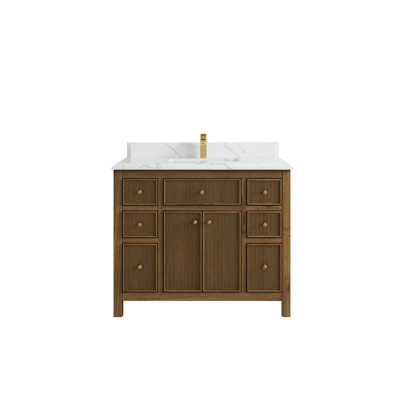 42'' Single Bathroom Vanity with Quartz Top, Calacatta Laza