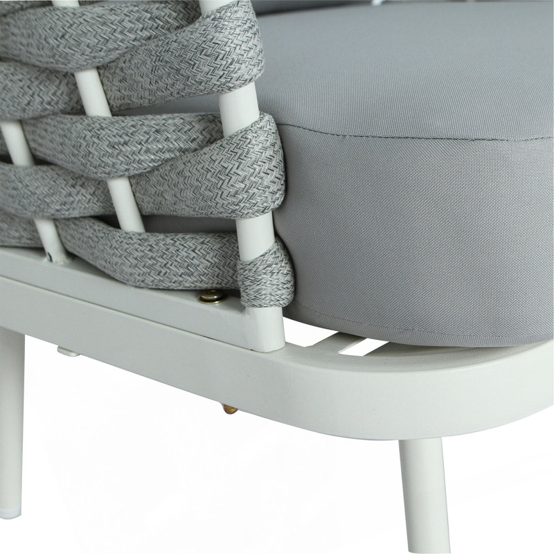 Ensemble de 2 fauteuils club Mariano, Gris, Blanc cassé / Gris