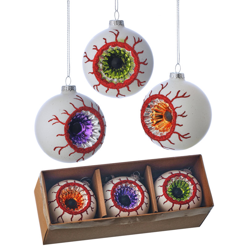 Ornement globe oculaire en verre 3 po Halloween