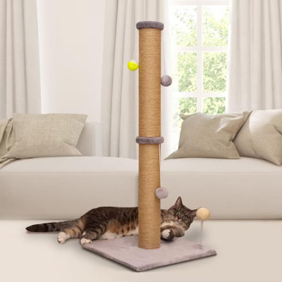 Cat Scratching Post Tall Large Cat Scratch Post For Indoor Cats With Natural Sisal Rope 3.4 Inch Diameter Scratcher Post Tree Kitten Interactive Toy(Gray)?