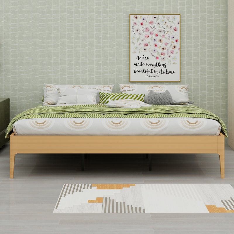 Contemporary Platform Bed Frame with Minimalist Style, Natural, King