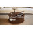 Round Coffee Table with Storage, 31.5" Mid Century Modern Fluted Coffee Table with 360° Curved Sliding Door-1472081140