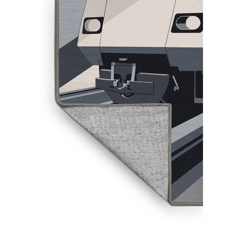Machine Washable Kendari Underground Subway Train Modern & Contemporary Rug in Gray – Gray Binding, 7x10