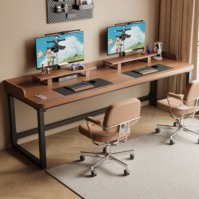 Bureau rectangulaire en bois massif brun clair, Marron clair, H 27,56 po x l 62,99 po x P 27,56 po