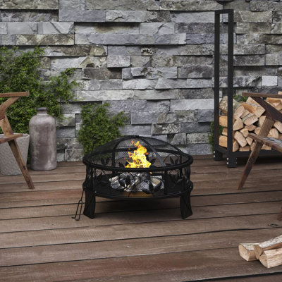 Lynda Fire Pit with Poker 50 cm XXL Steel