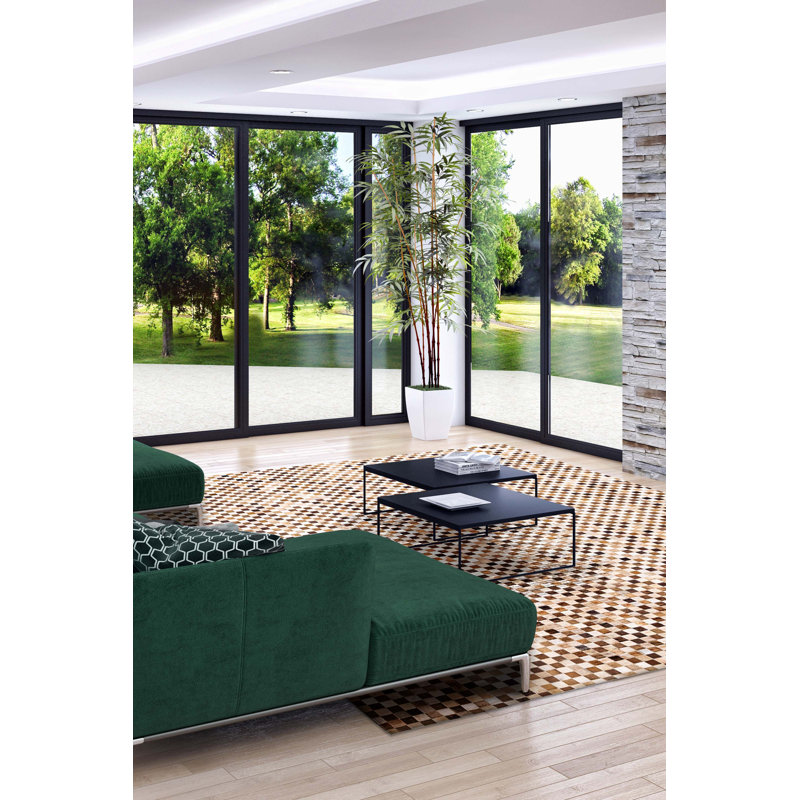 Tapis brun en cuir de vache patchwork 8 pi 0 po x 10 pi 0 po