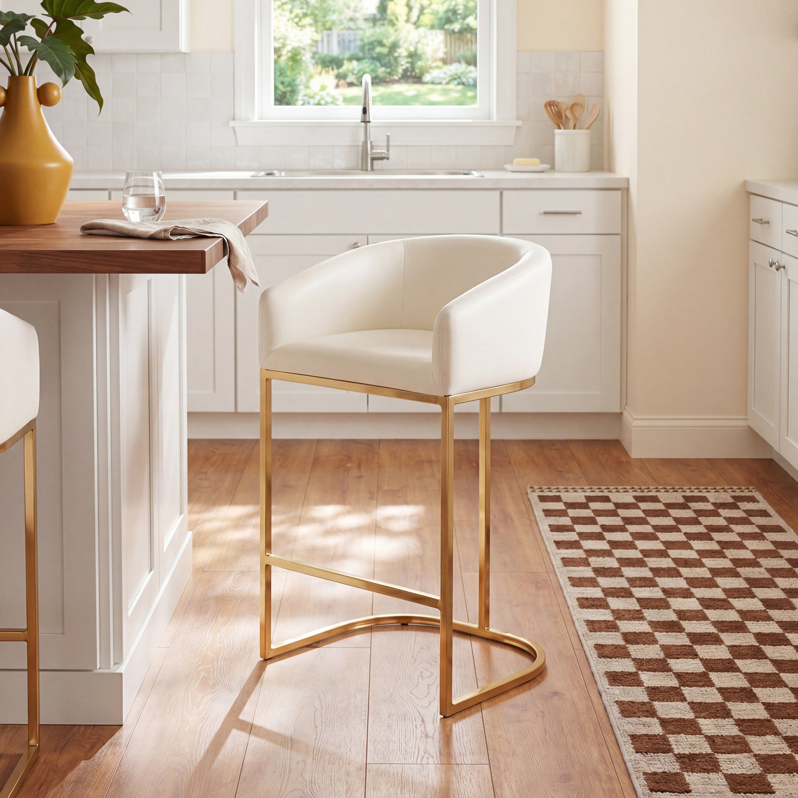 Louvre 30" Bar Stool, Counter Stool (26" Seat Height), Cream